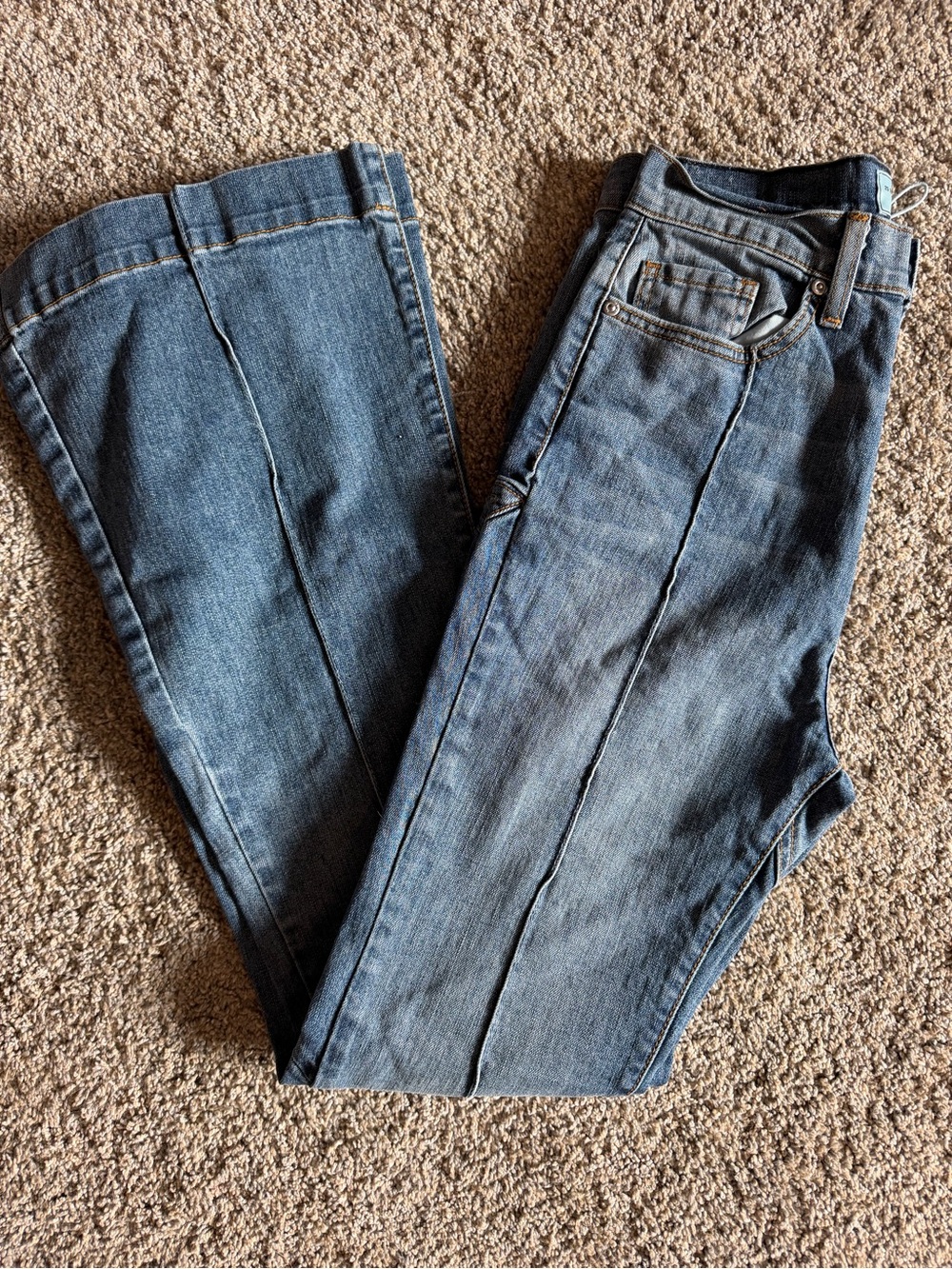 REVICE Faded Blue Bootcut Jeans with Center Seam Detail